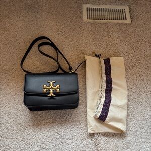 Tory Burch Black Crossbody Bag with Gold Emblem